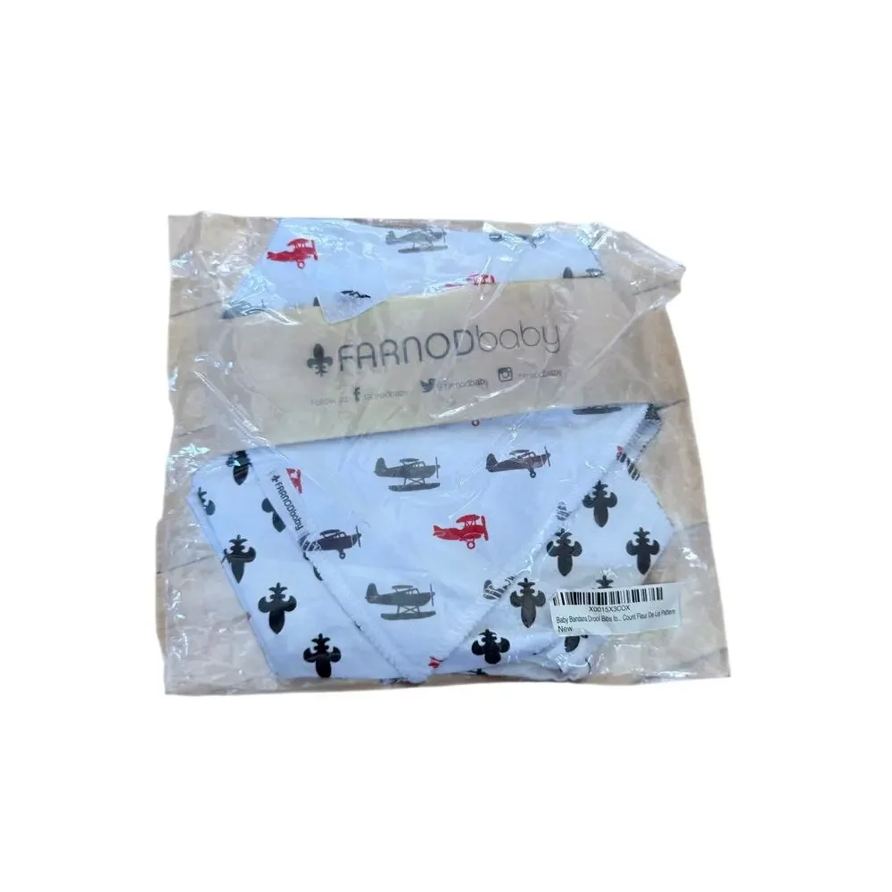 NEW FARNOD baby bandana drool bib 4 pack planes arrows‎ elephants shapes